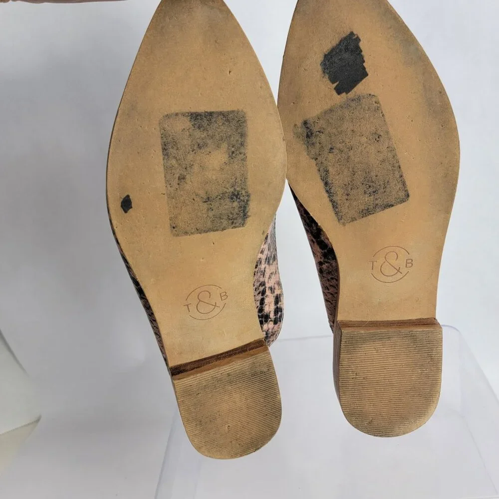 Treasure & Bond Womens 6.5 Tan Snake Print Slip On Mules‎ Business Casual Office